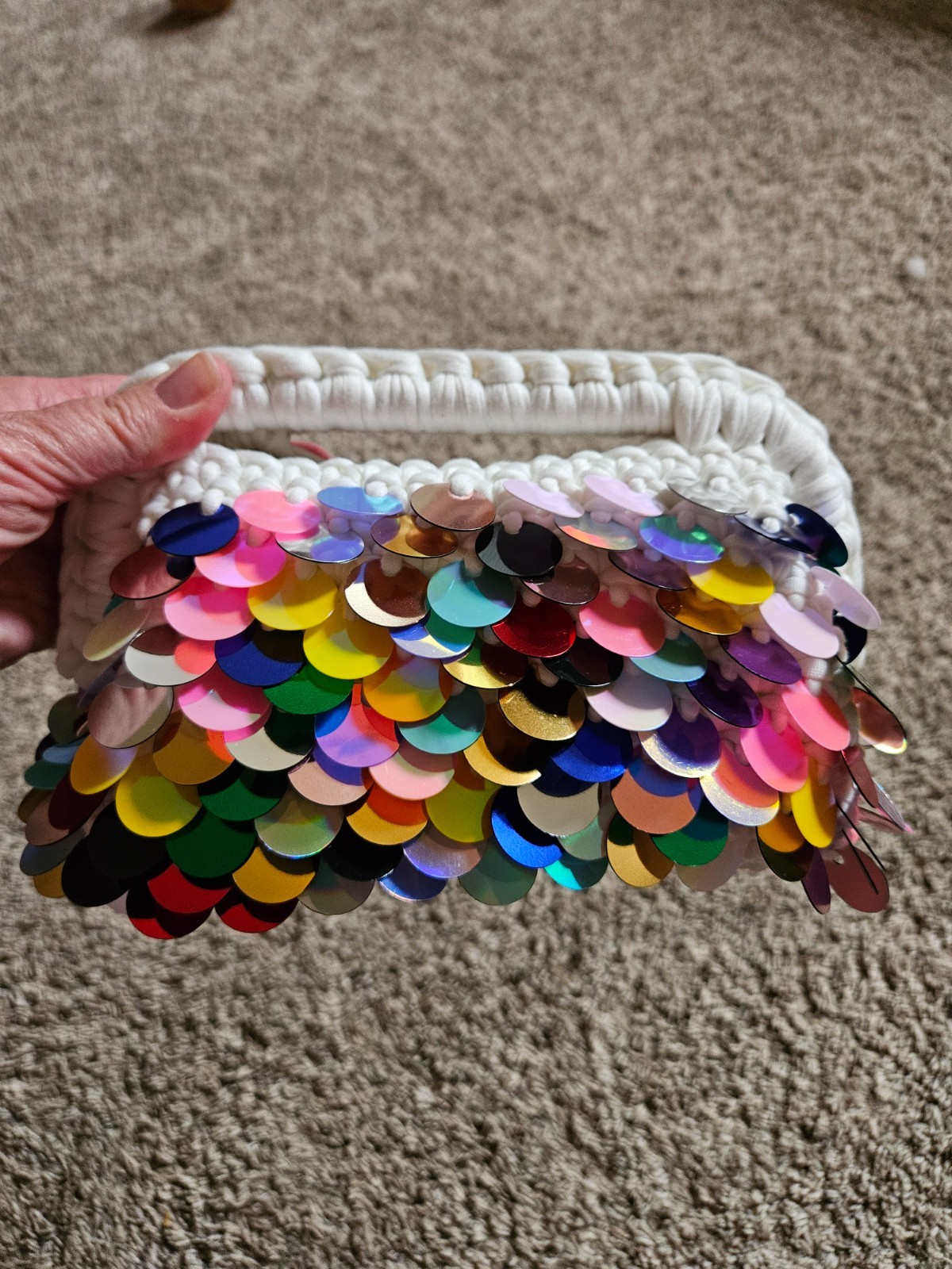 handmade crochet summer clutch sequins