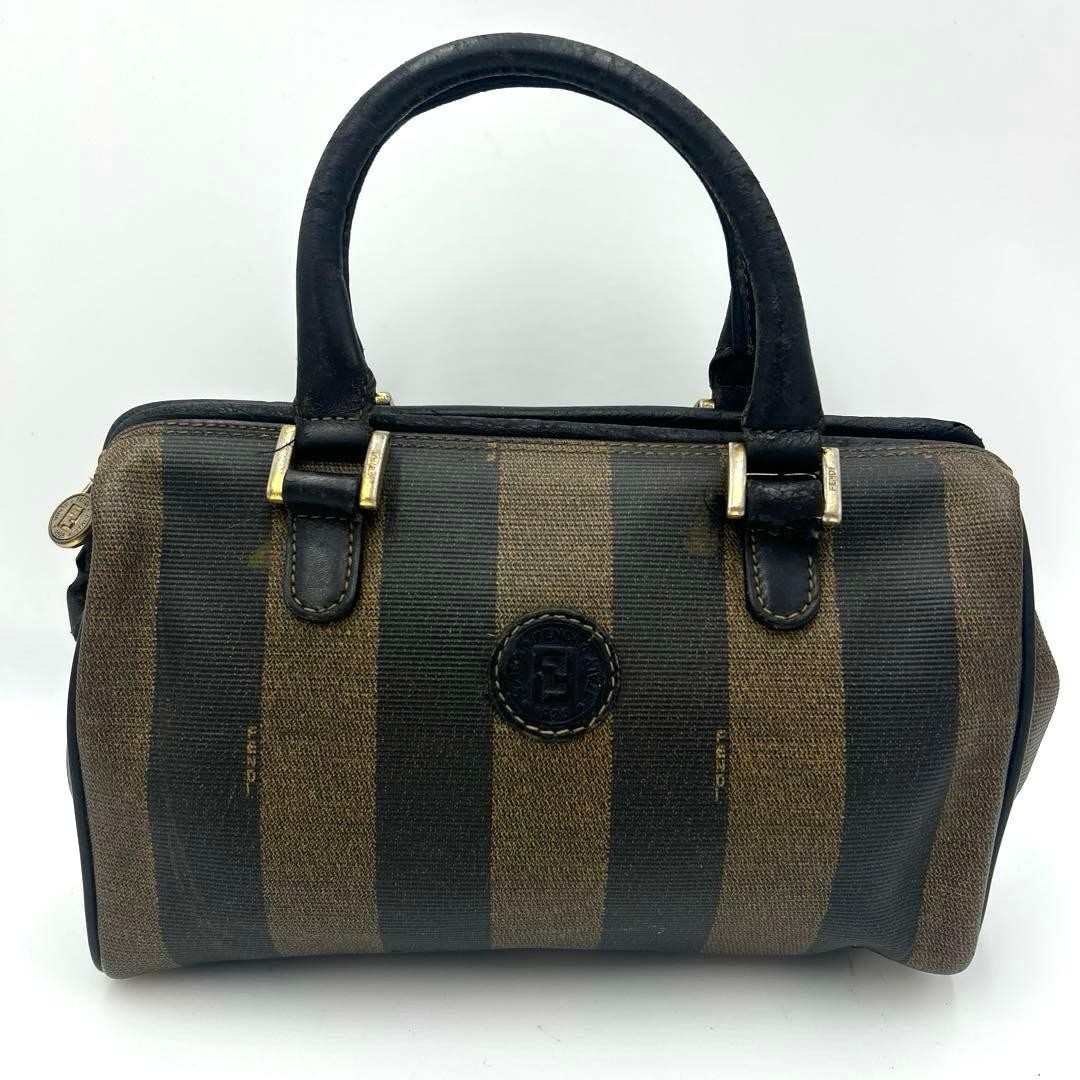 Authentic Fendi Mini Boston Bag PVC Leather Black Size 17x24x10.5cm, Slight Dama