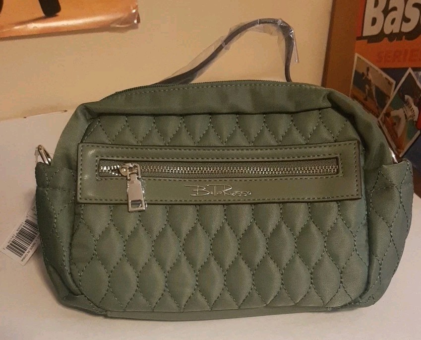 BELLA RUSSO SAGE GREEN QUILTED 8.7 INCH CROSSBODY BAG NEW WITH TAGS