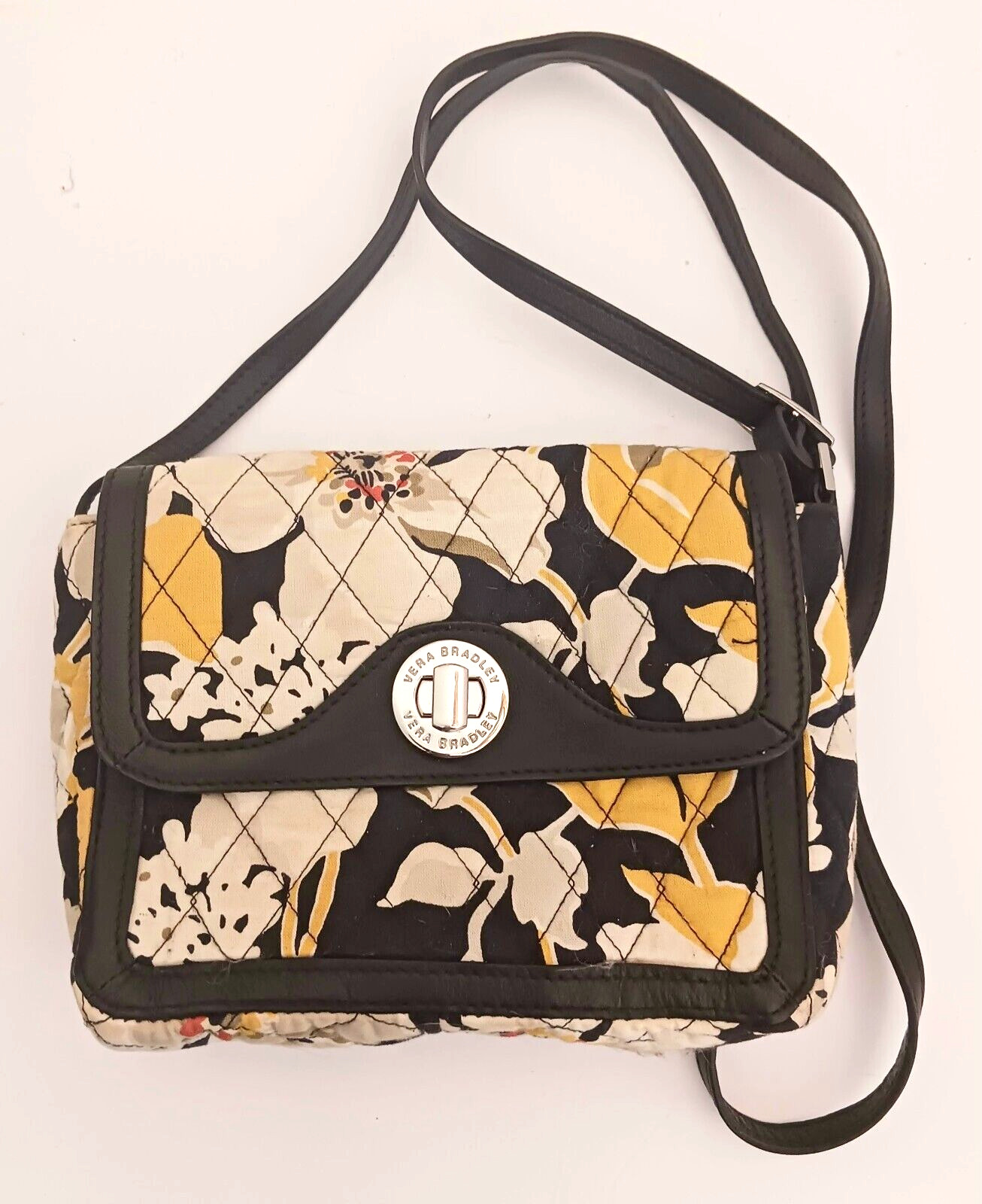 Vera Bradley Patricia Crossbody Built in Wallet Dogwood Quilt Cotton 8X6