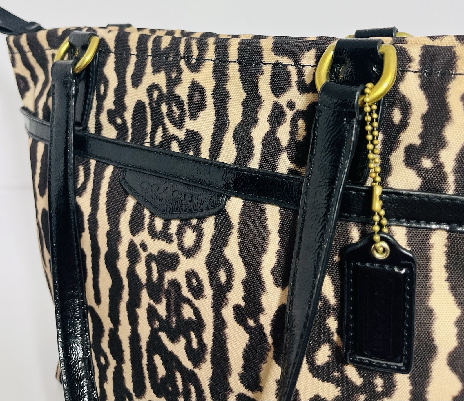 Coach Signature Leopard Ocelot Animal Print Zip Shoulder Bag