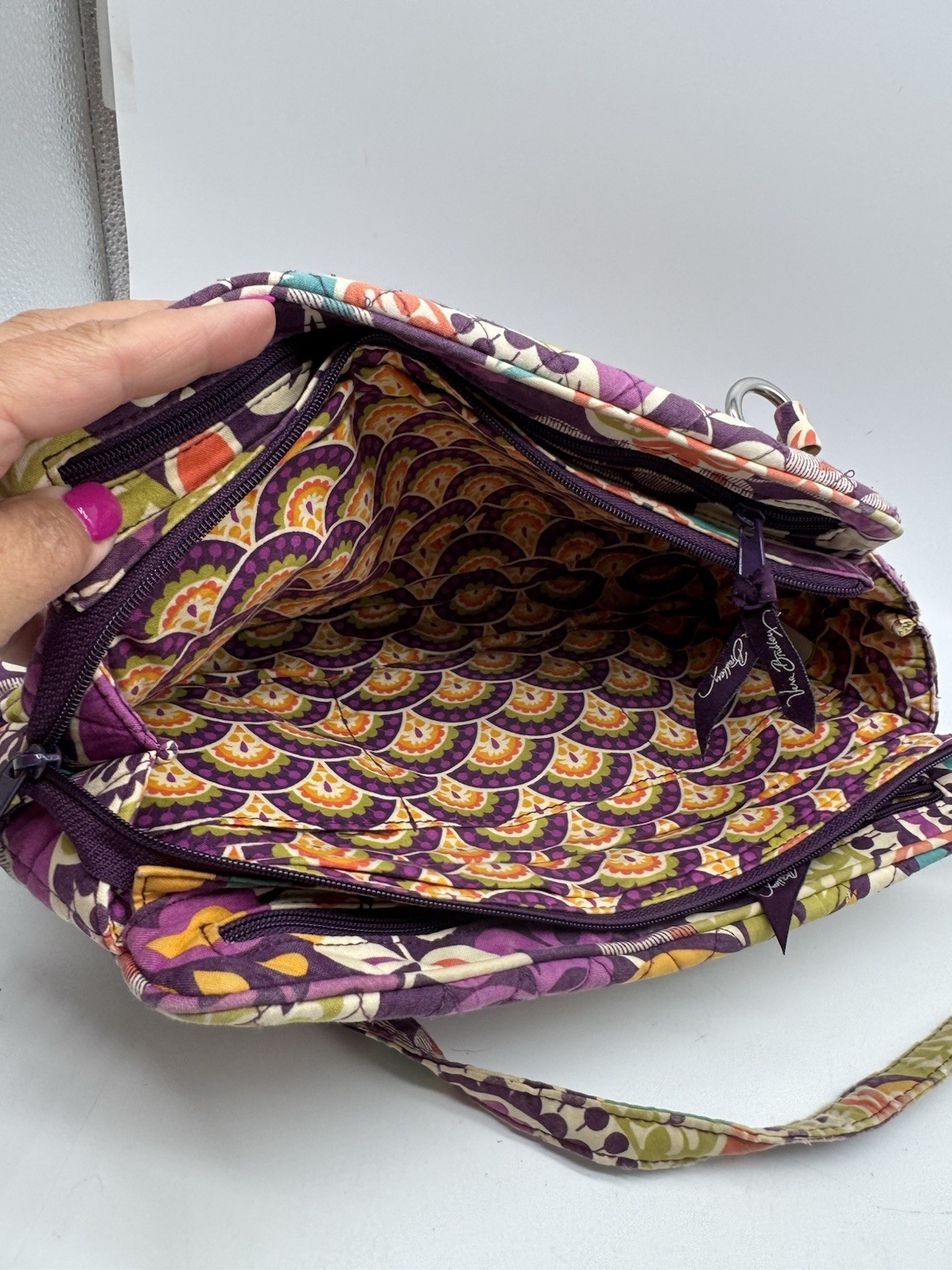 Vera Bradley Plum Crazy Shoulder Bag Purple Spring 2013 Retired Pattern Zippers