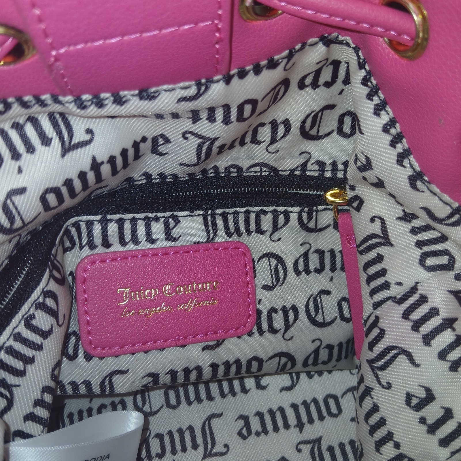 Juicy Couture Beach Couture Crossbody Terry Cloth Pink Flash Bucket Bag New
