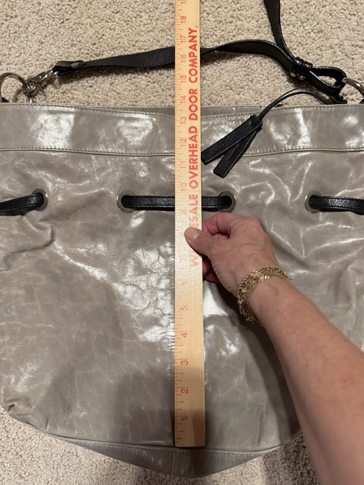 Tano Leather Bag Dove Gray Large Distressed