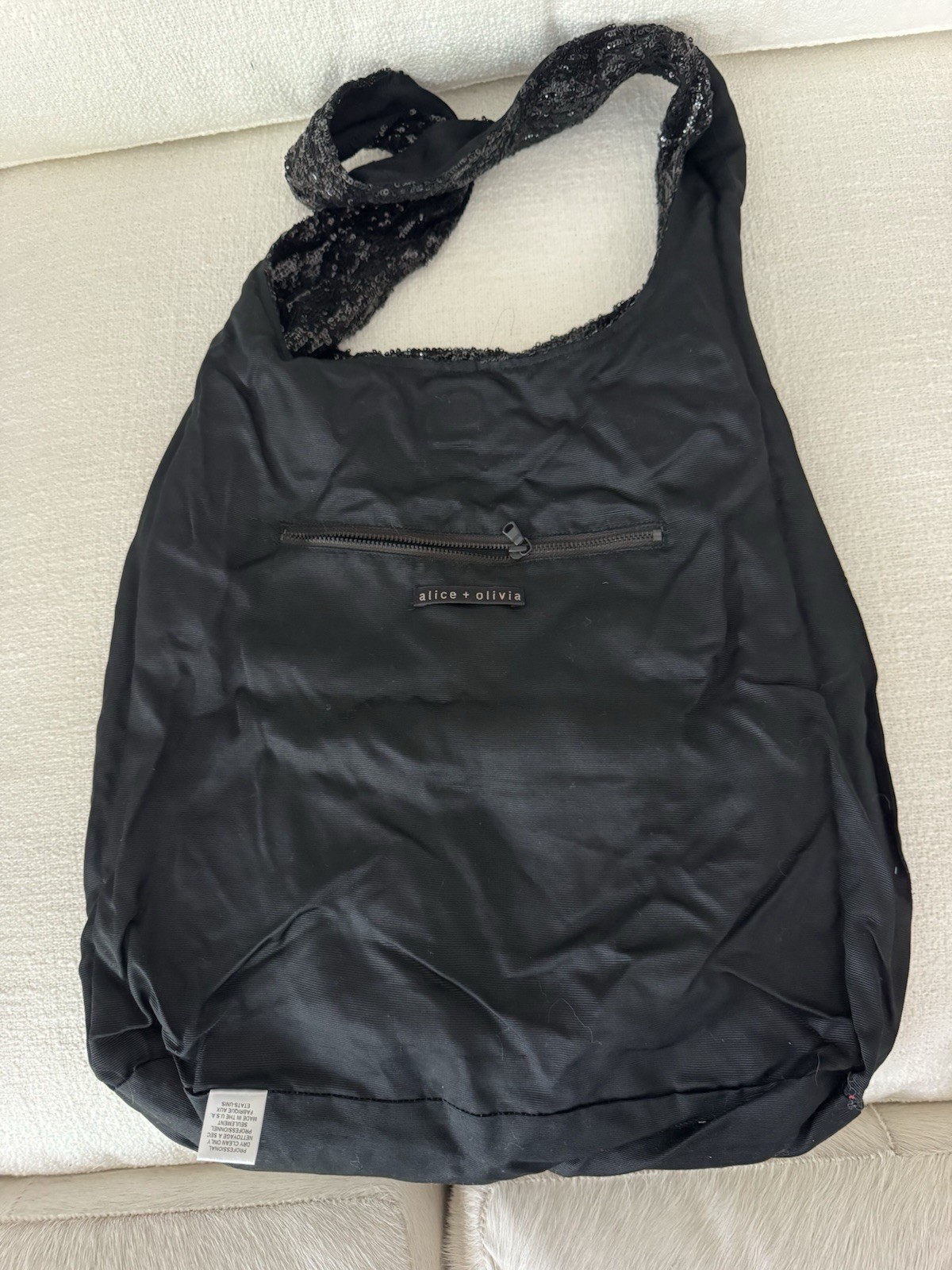 Alice + Olivia Black All Sequin Hobo Bag