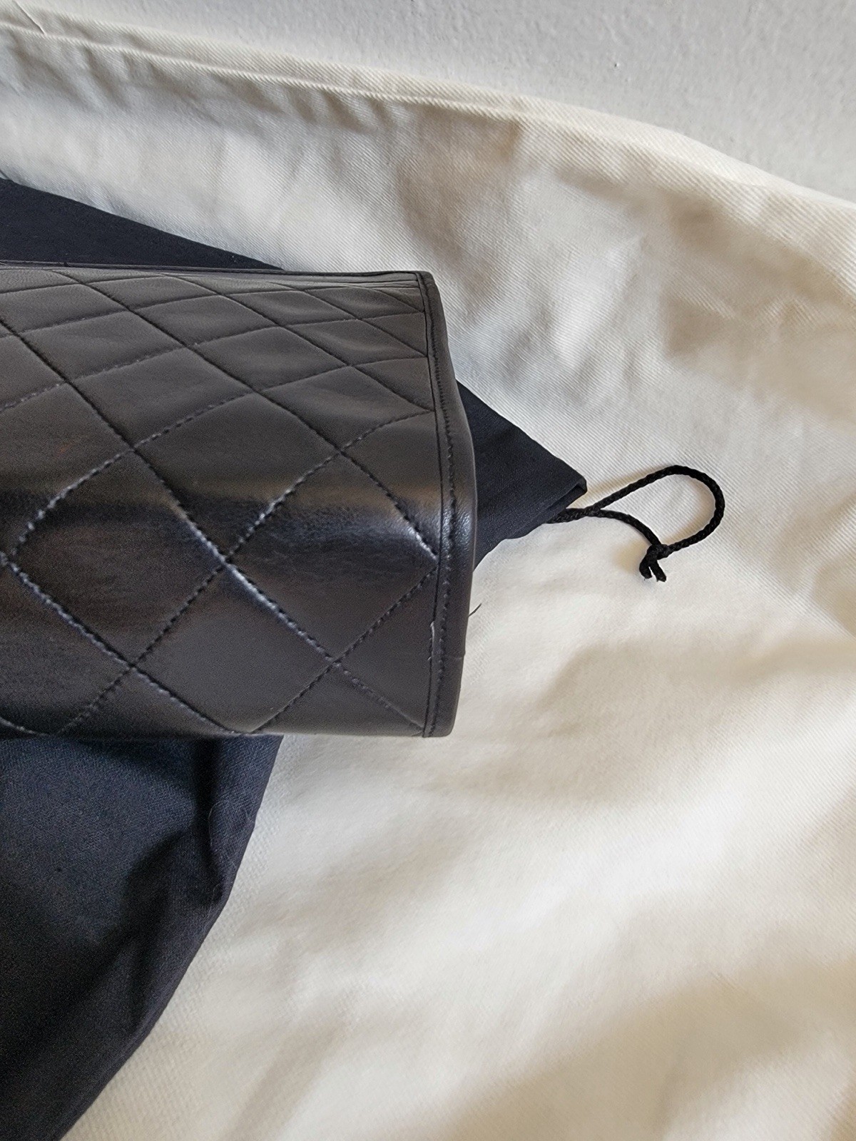 COA /CHANEL Black Quilted CC Logo Zip Clutch Pouch Gold Hardware Burgundy Lining