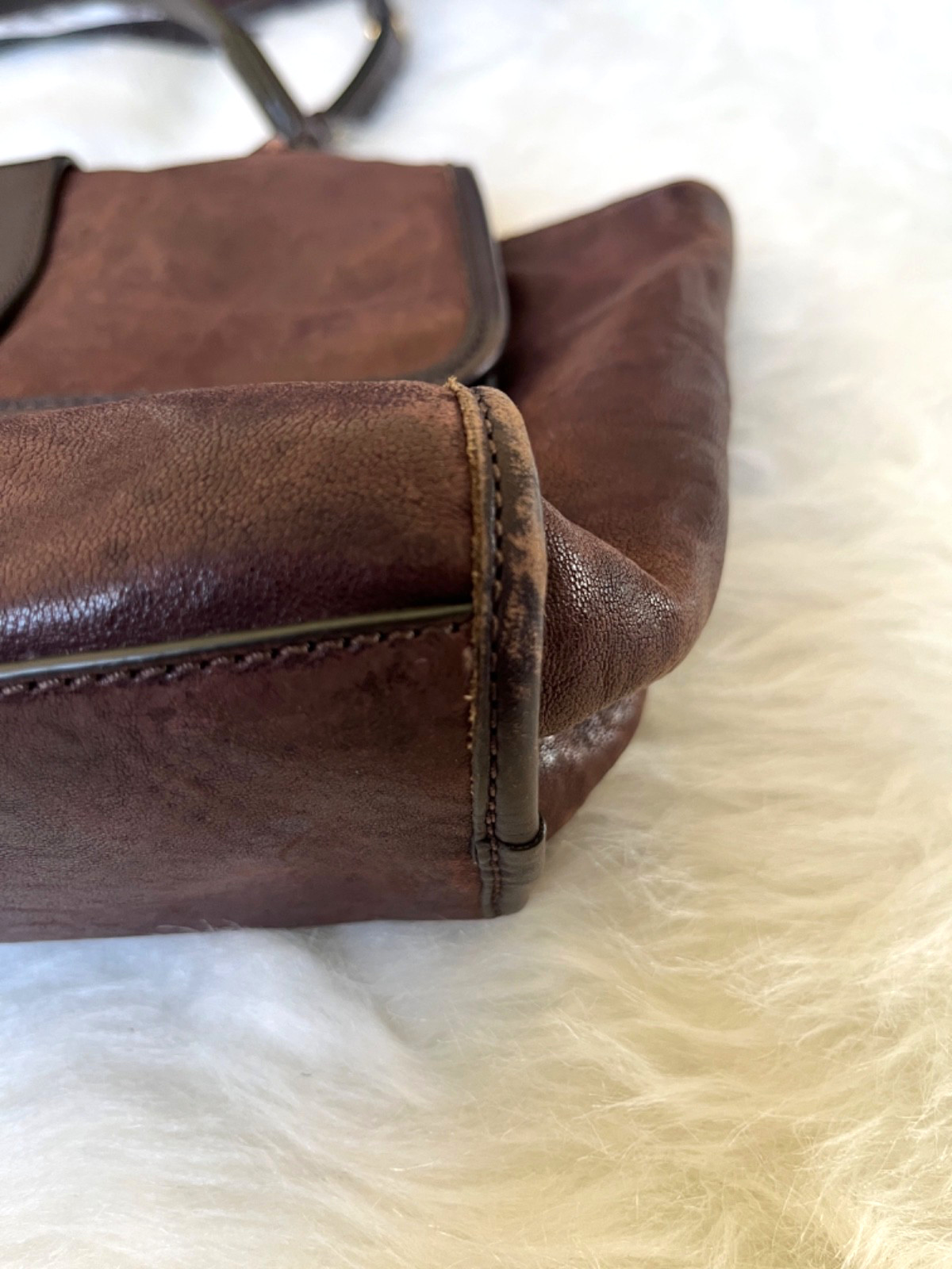 Marc by Marc Jacobs Flipping Out Satchel Bag Lamb Leather Brown