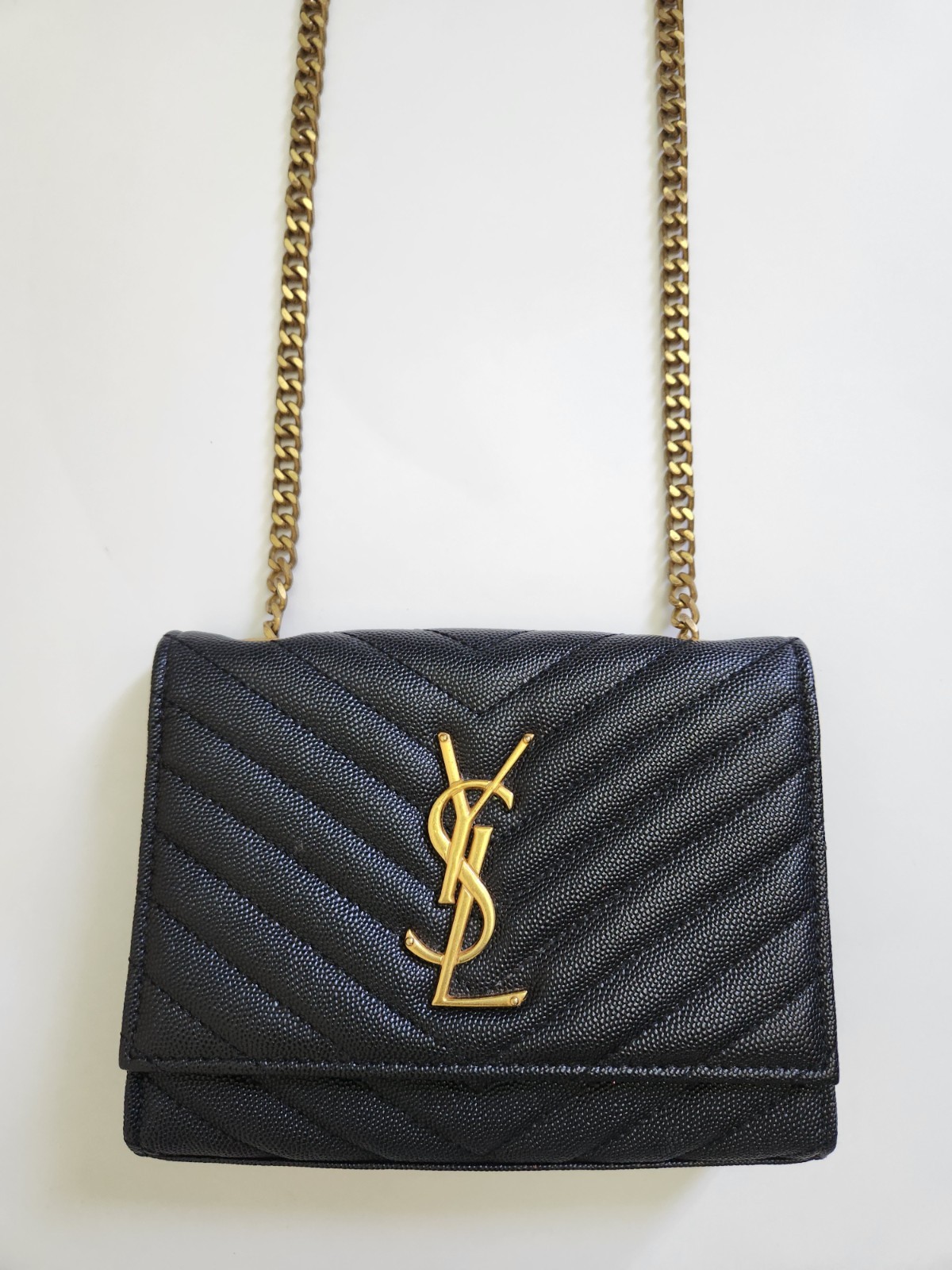 Saint Laurent Cassandre Matelassé Leather Wallet on Chain (See Pics)