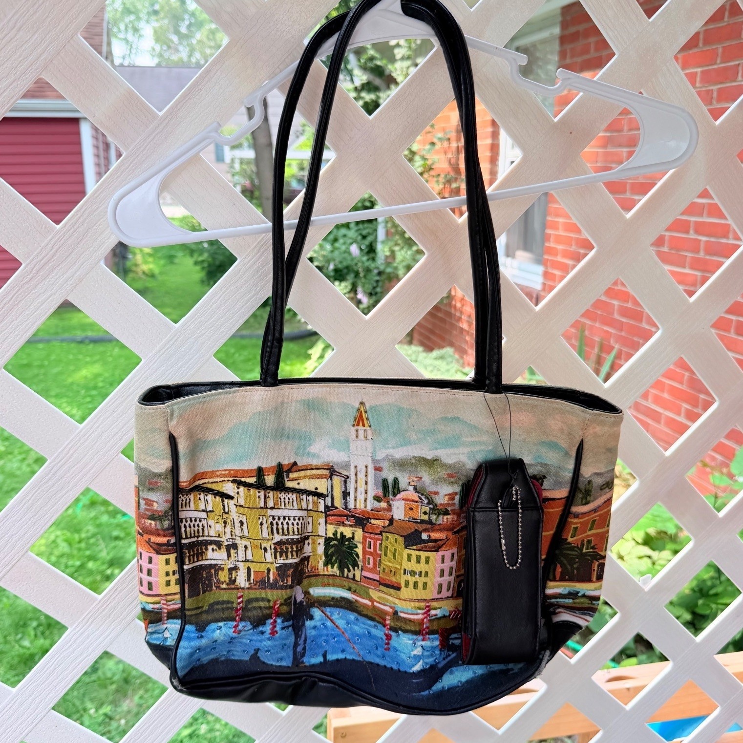 Y2K Vintage Venice Italy Gondola water canal scenic print design tote bag