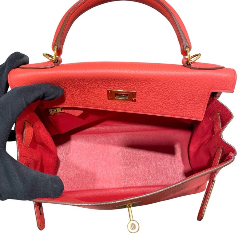 HERMES Kelly 28 Pink Togo Leather Handbag #OKB544