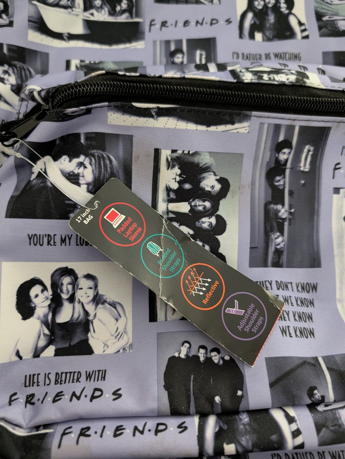 Friends TV Show Photo Collage Backpack NWT