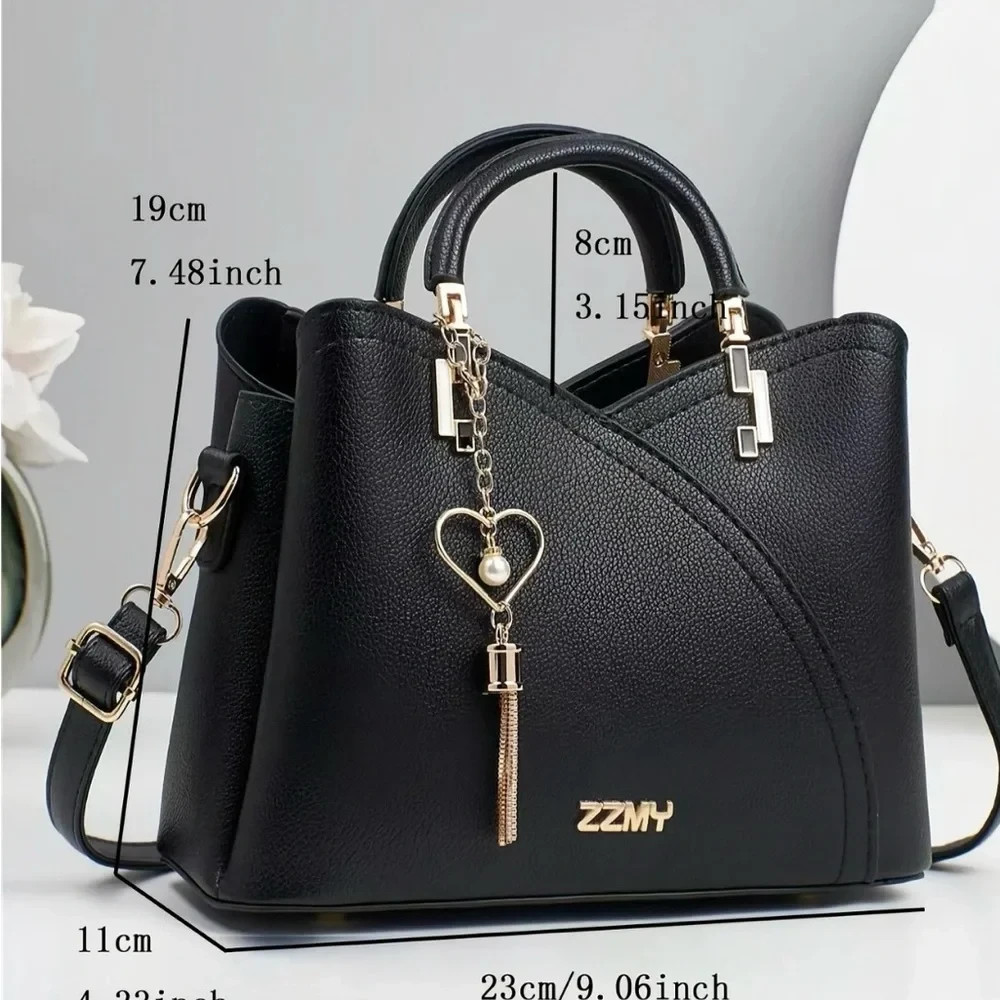 ZZMY 2 Piece Stylish Tote Handbag Set Fashion with Clutch 6 Colors