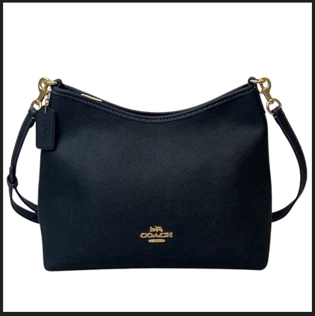 COACH CR148 Laurel Shoulder Bag Soft Pebble Leather Black Outlet New