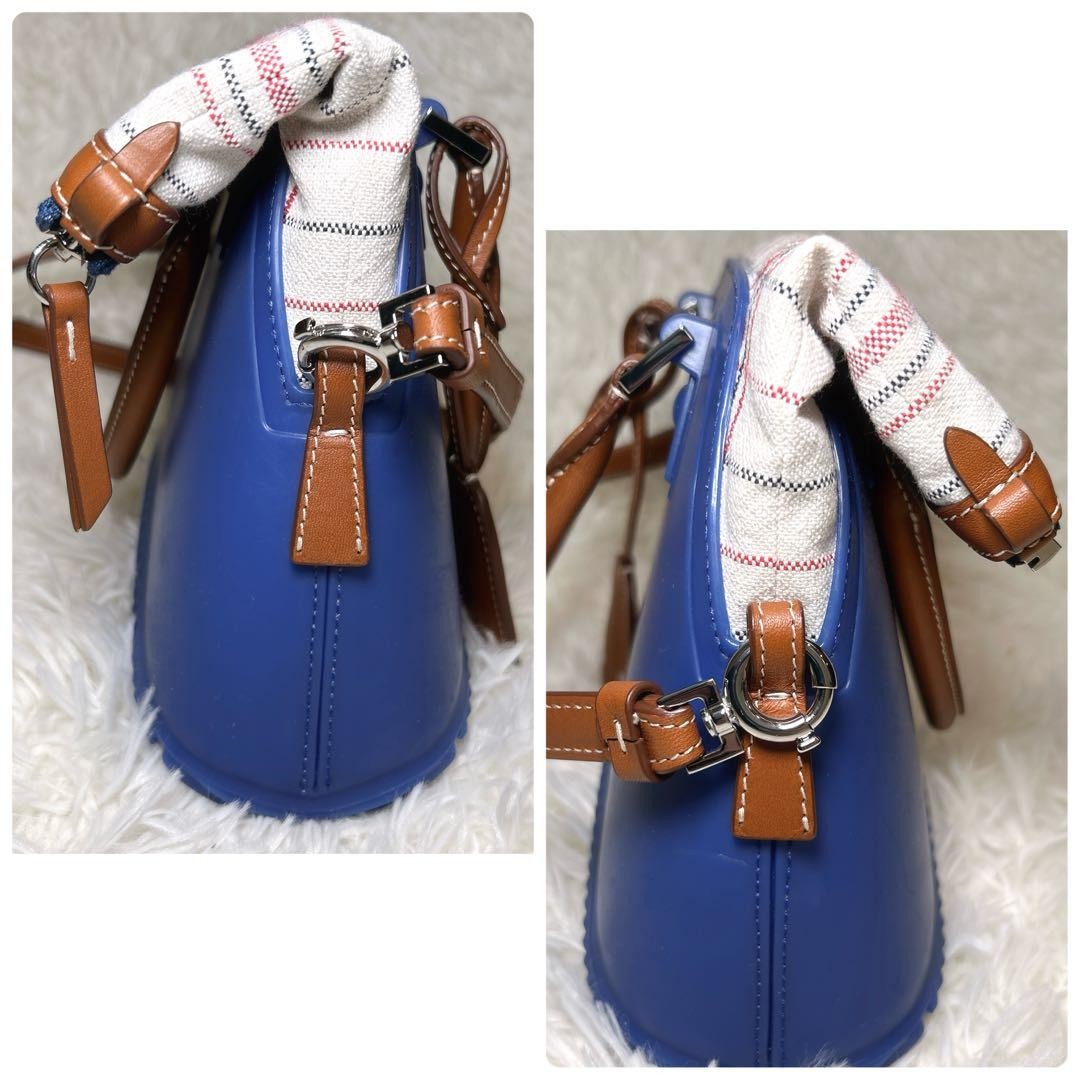Maison Margiela 5AC Mini Handbag Blue Canvas & Rubber 2Way Shoulder Bag Auth