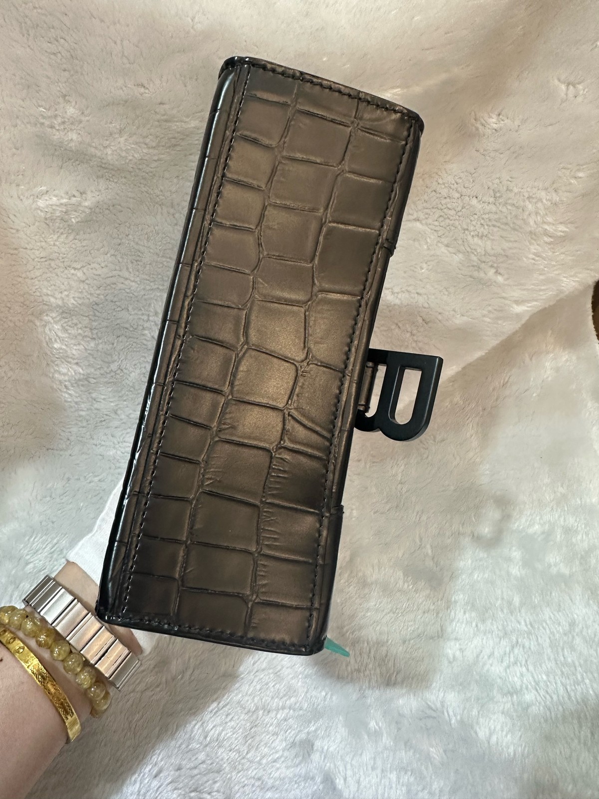Authentic Balenciaga Croc-Embossed Leather Top Handle Bag Black eBay AG