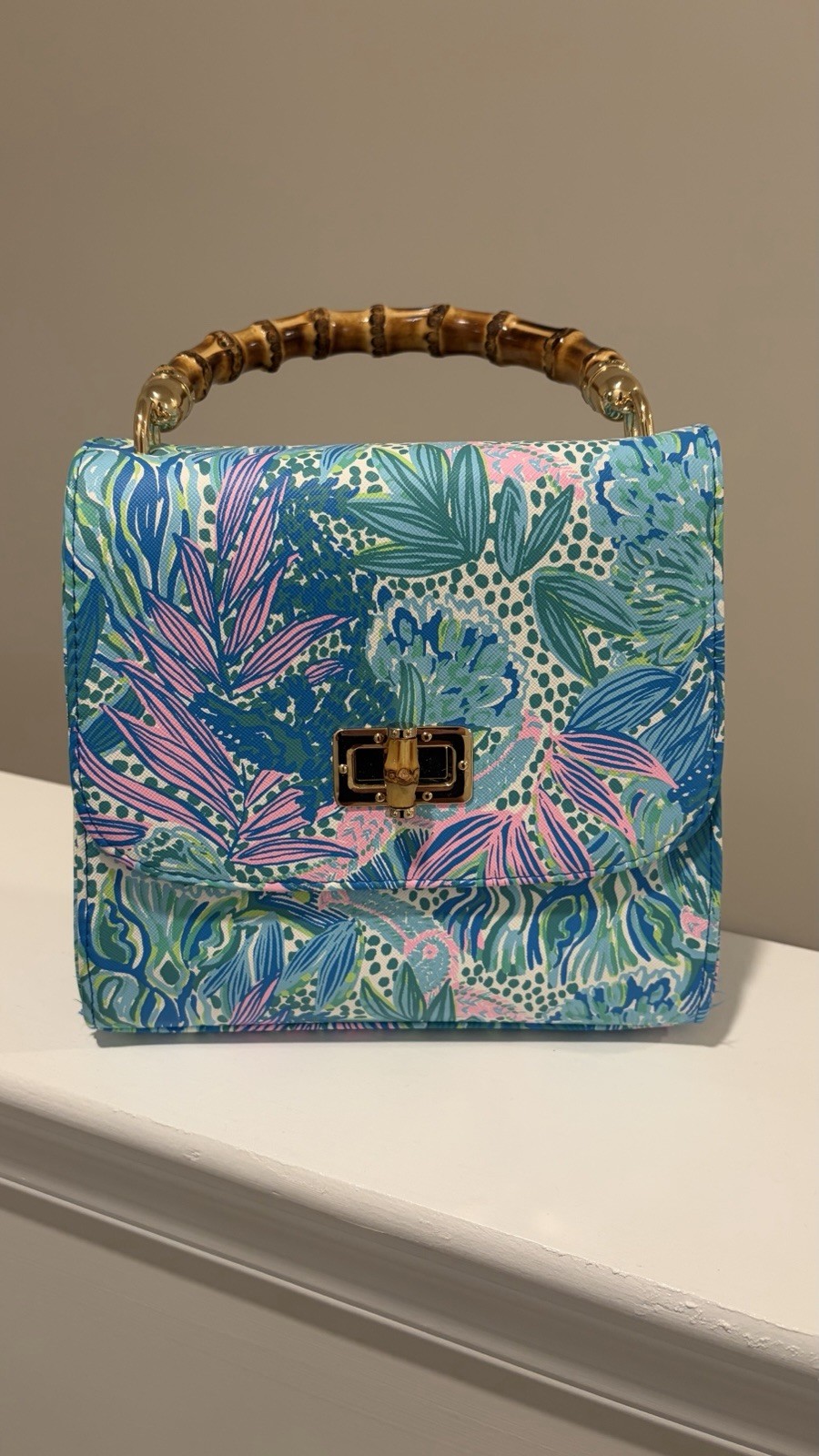 Lilly Pulitzer Top Handle Bag Botanical Green Holiday in the Sun