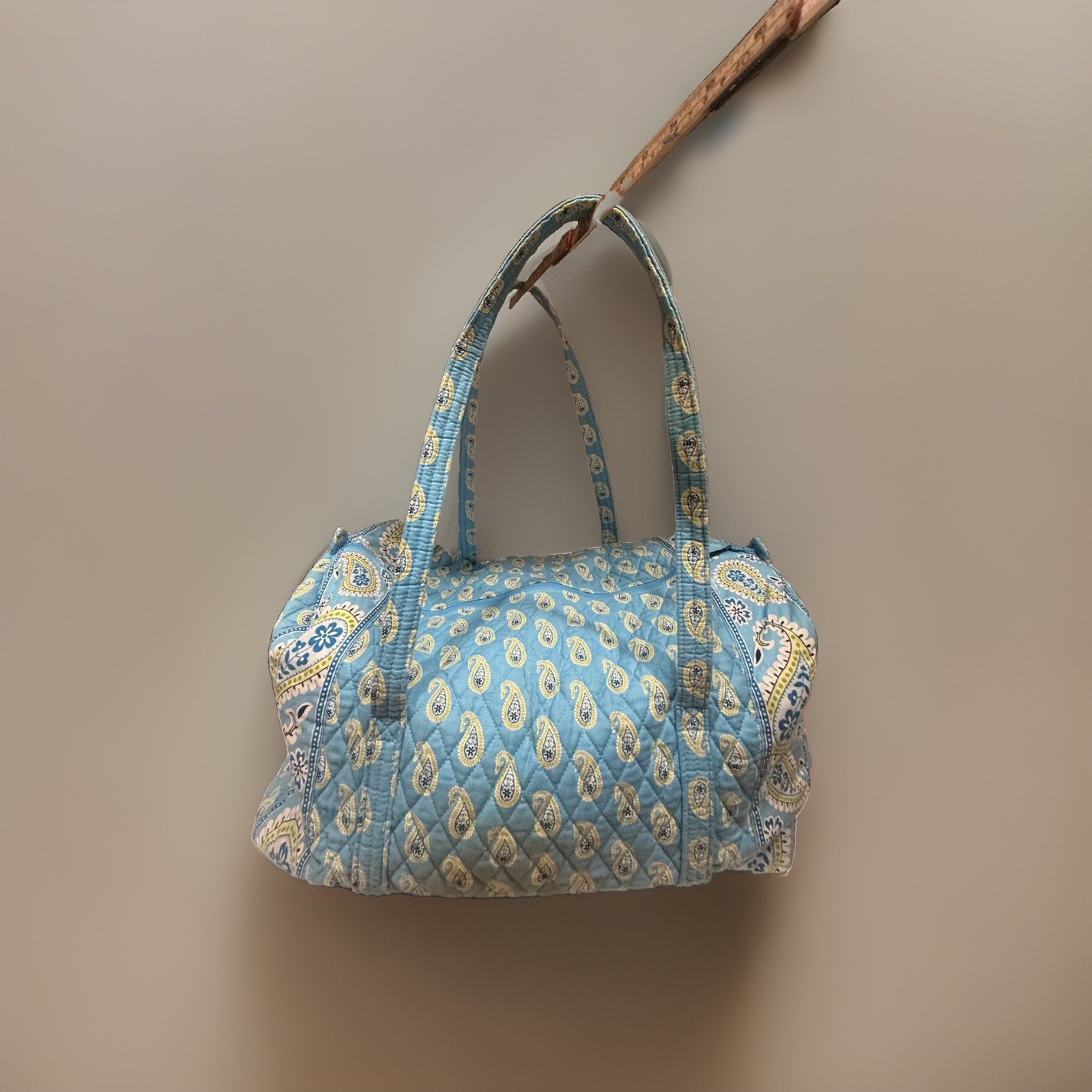 Vintage Vera Bradley~Bermuda Aqua Blue Paisley Large Duffel Excellent Condition