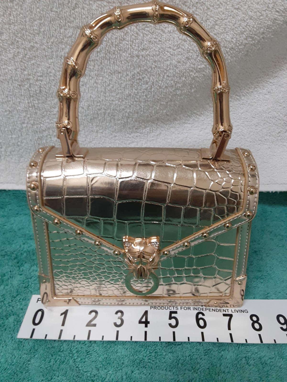 ALDO Gold Satchel Gold Bamboo Handle with 49″ strap NWOT no crossbody strap