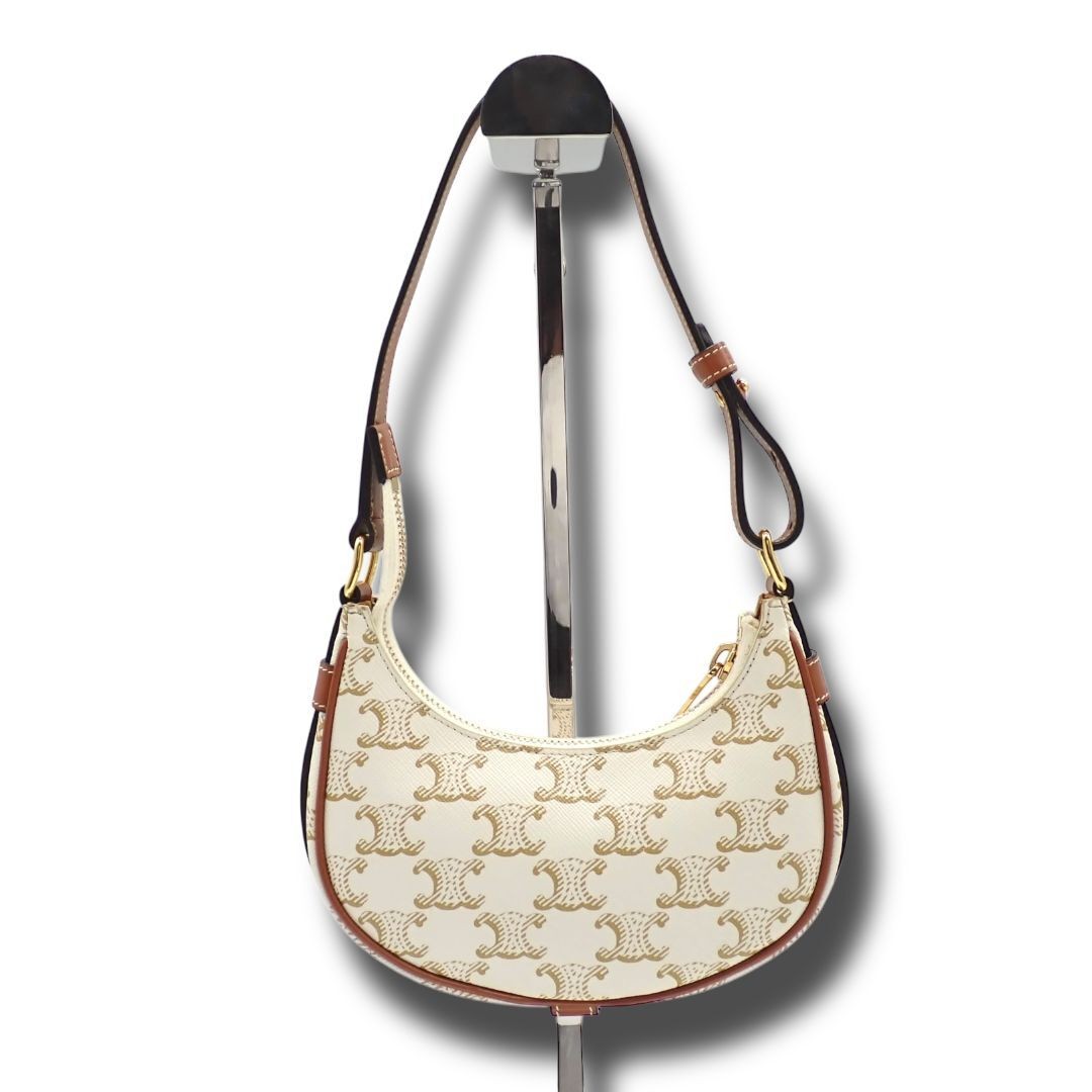 CELINE Bag: Mini Ava White Brown Gold W18H8.5-12.5D5cm w/o accessories;