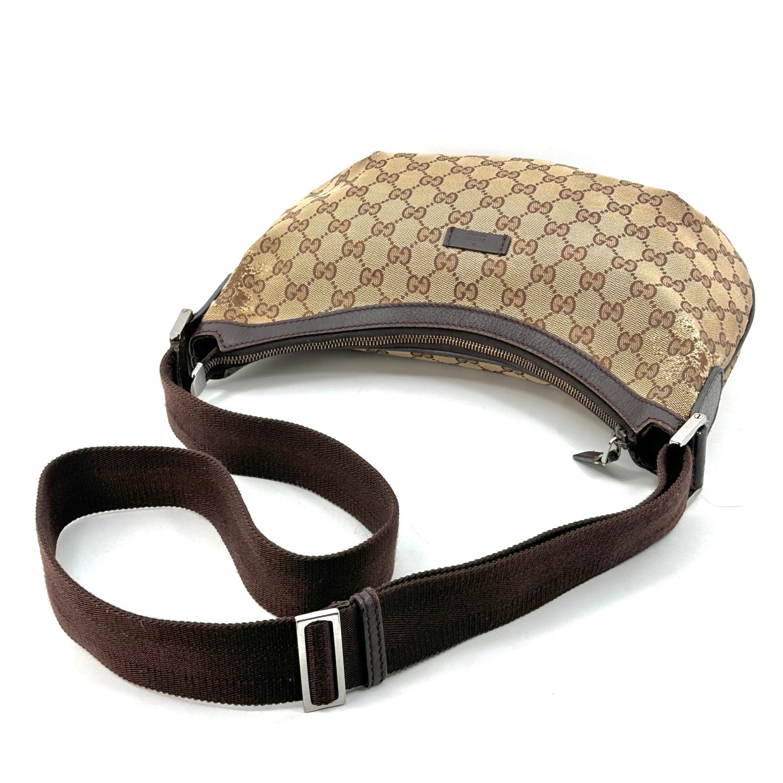 Gucci Canvas Leather GG Crossbody Shoulder Bag Brown 181092 Authentic
