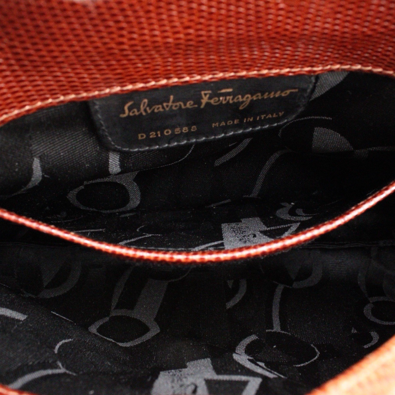 Salvatore Ferragamo Vara Ribbon Shoulder Bag Leather Brown Gold Hardware