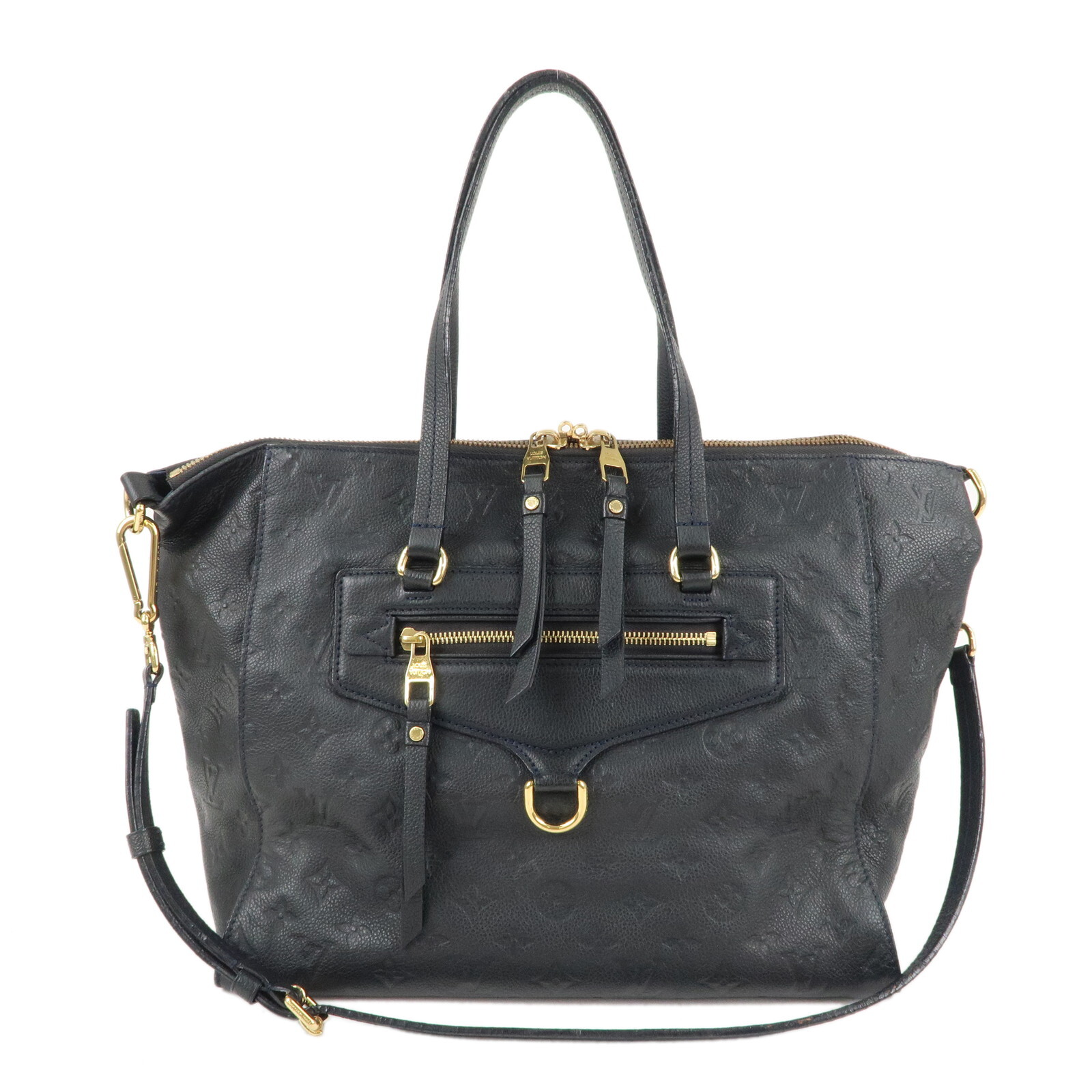 Louis Vuitton Monogram Empreinte Luminuse PM Tote Bag Navy M93410 Auth Used