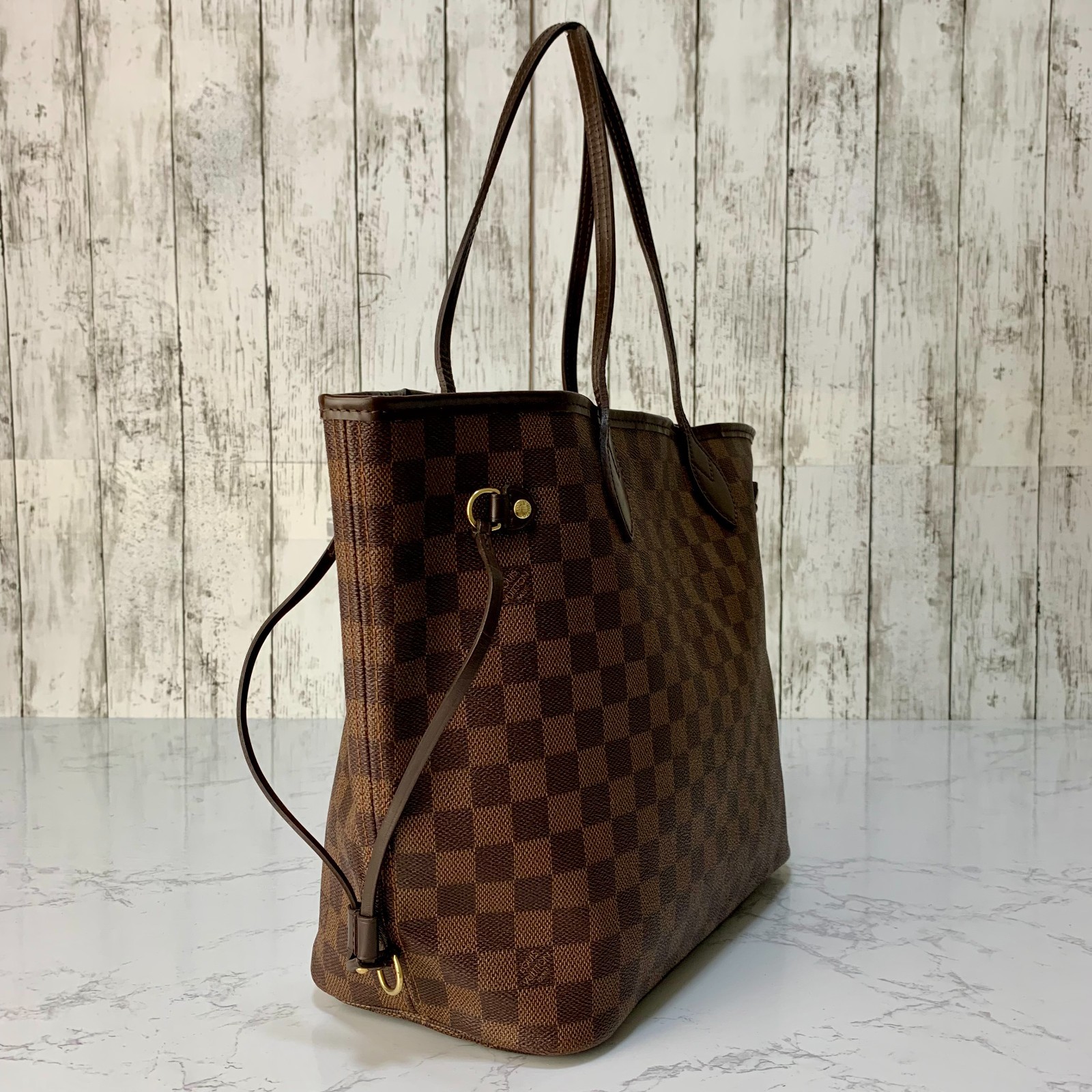 LOUIS VUITTON Neverfull MM Damier shoulder Tote Bag Brown Auth【Condition:Good】