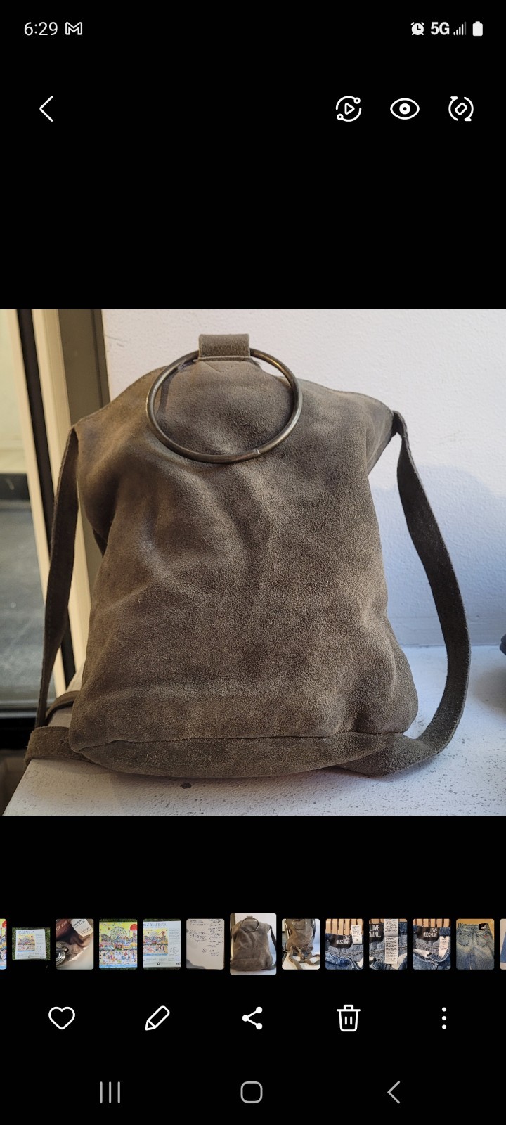 Women’s Brown Solid Shoulder Bag Purse w/ Ring Accent Shoulder Strap Silver