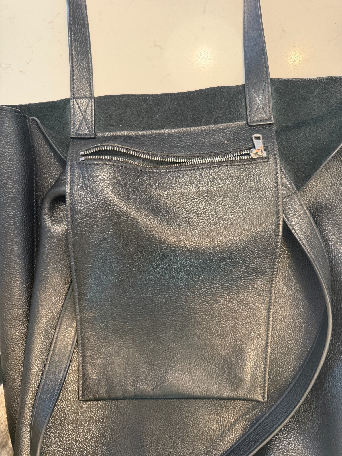 A.P.C. Maiko Black Full-Grain Leather Shopper Tote