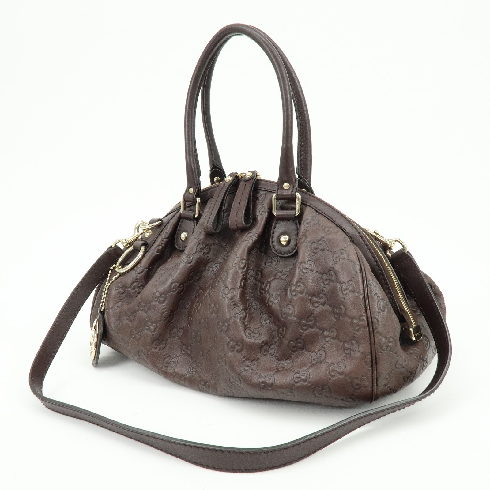 GUCCI Sukey Interlocking G Guccissima Leather 2WAY Bag Brown 223974 Used F/S