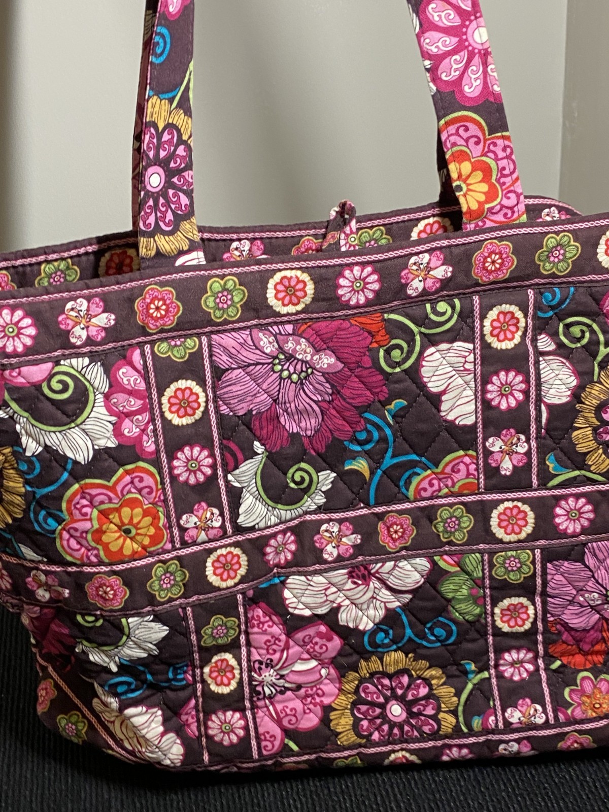 4 PCS! Vera Bradley Mod Floral Pink Tic Tac Tote, Belt, Little Betsy, Book Cover