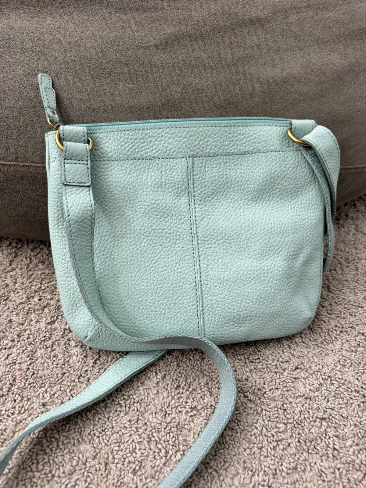 Fossil Pebbled Leather Crossbody Bag Robins Egg Blue RFID Wallet Zip Around Set