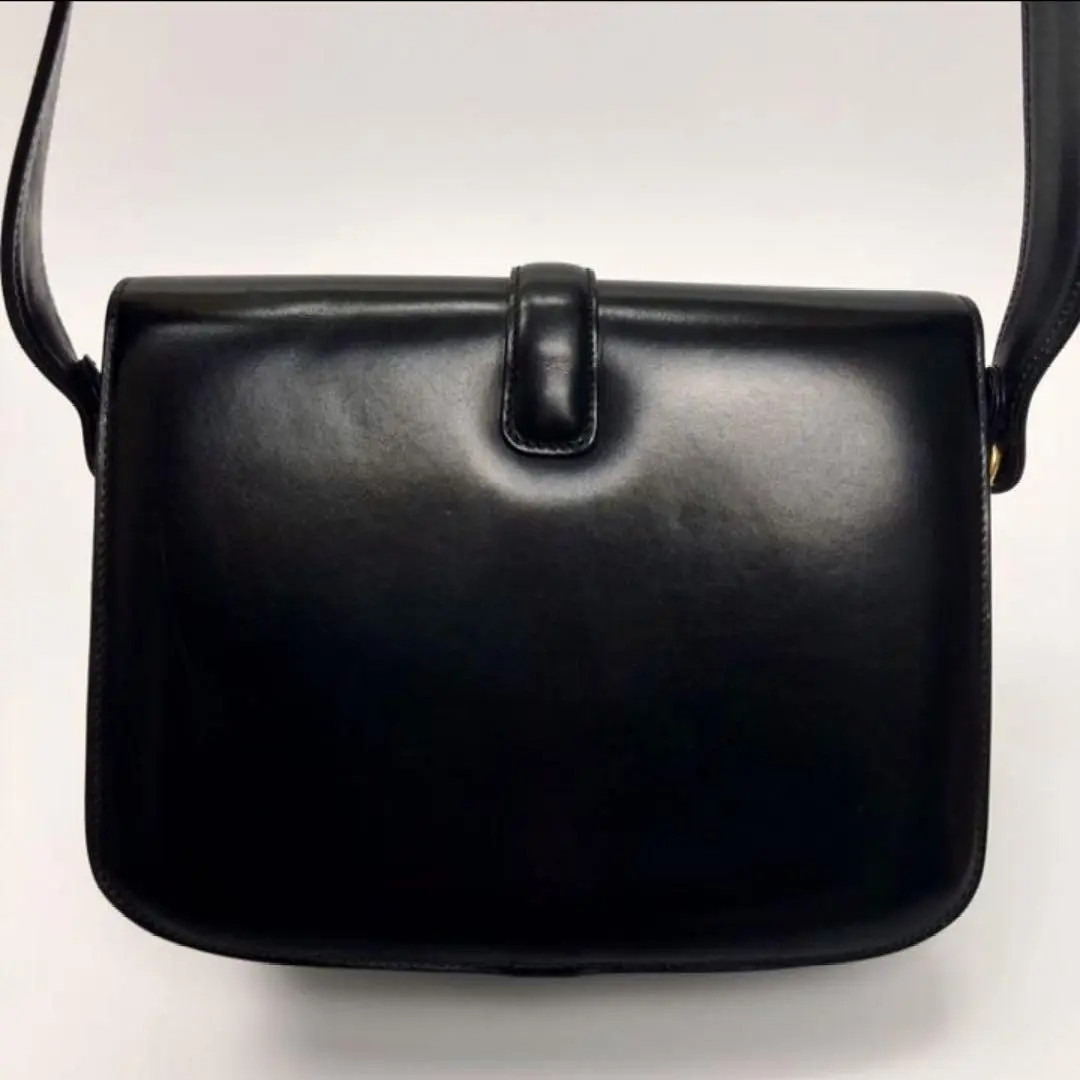 Celine Shoulder Bag Carriage Logo Box Calf Leather Vintage Rare Japan Used FS
