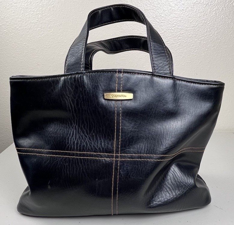 Capezio Black And Brown Leather Shoulder Bag Purse 10×11″