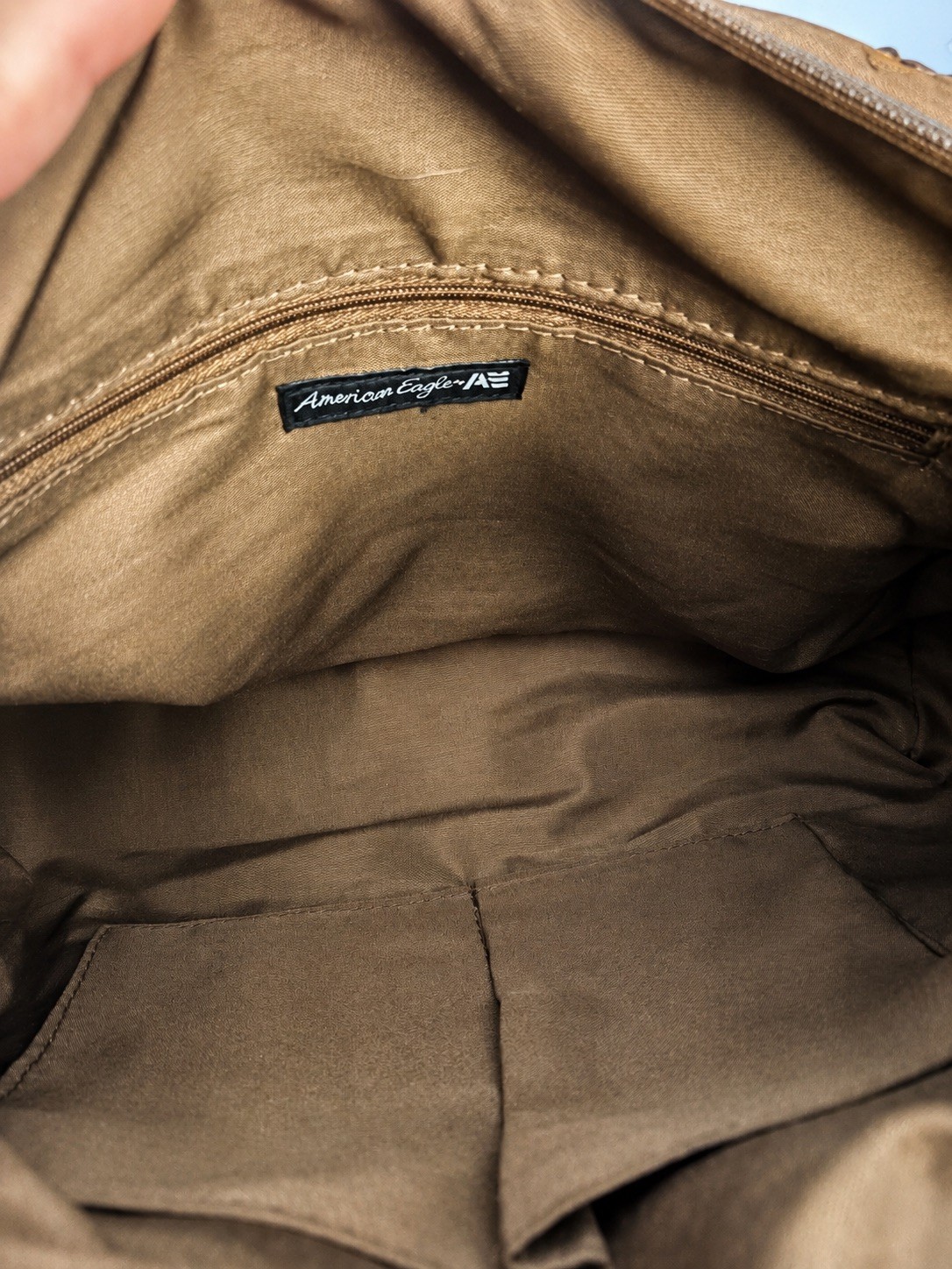 American Eagle Brown Studded Pebbled Faux Leather Satchel