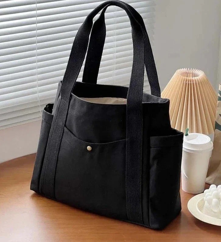 Stylish Large Canvas Tote Bag for Work, College & Daily Use – Women’s Shoulder