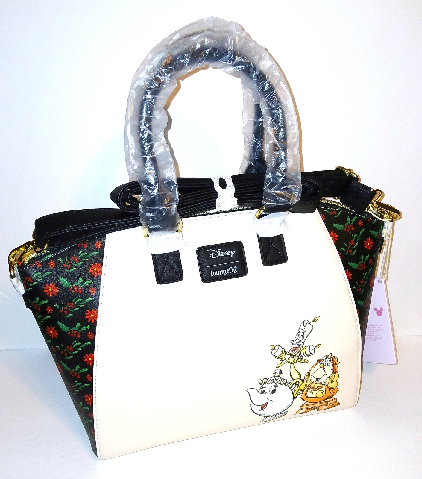 NEW Loungefly Disney BELLE & CHIP Beauty and the Beast Holiday Satchel Purse Bag