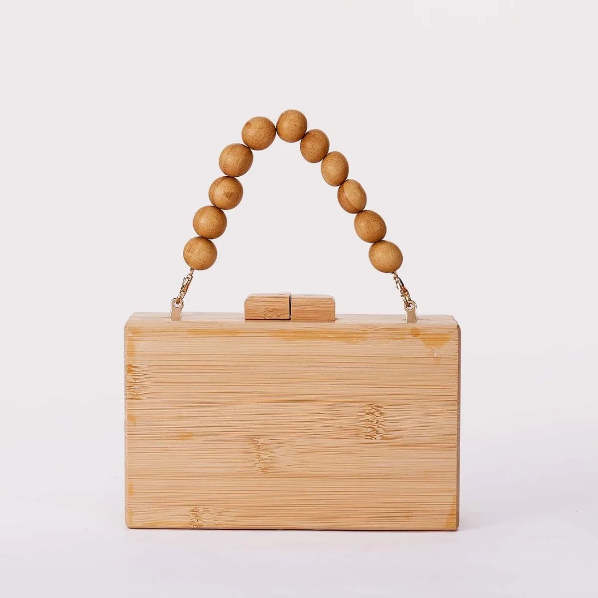 Women Rattan Cane Mini Bag Handmade Wicker Clutch Beaded Handle Evening Party