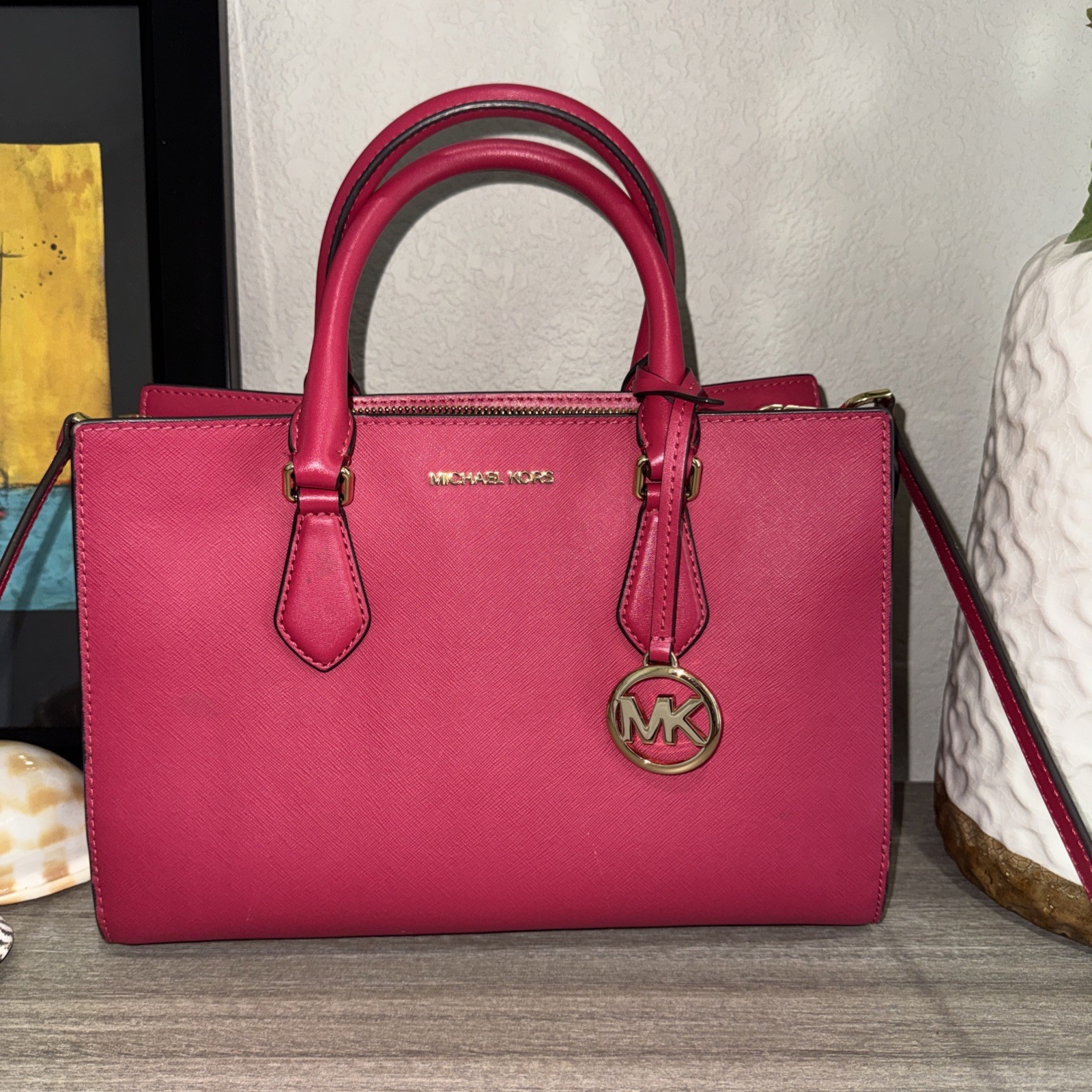 MICHAEL KORS SHEILA MEDIUM CENTER ZIP SATCHEL SHOULDER CROSSBODY BAG