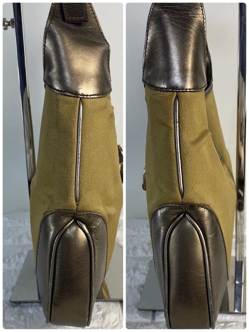 GUCCI Shoulder bag Jackie canvas leather gold Vintage Authentic From Japan