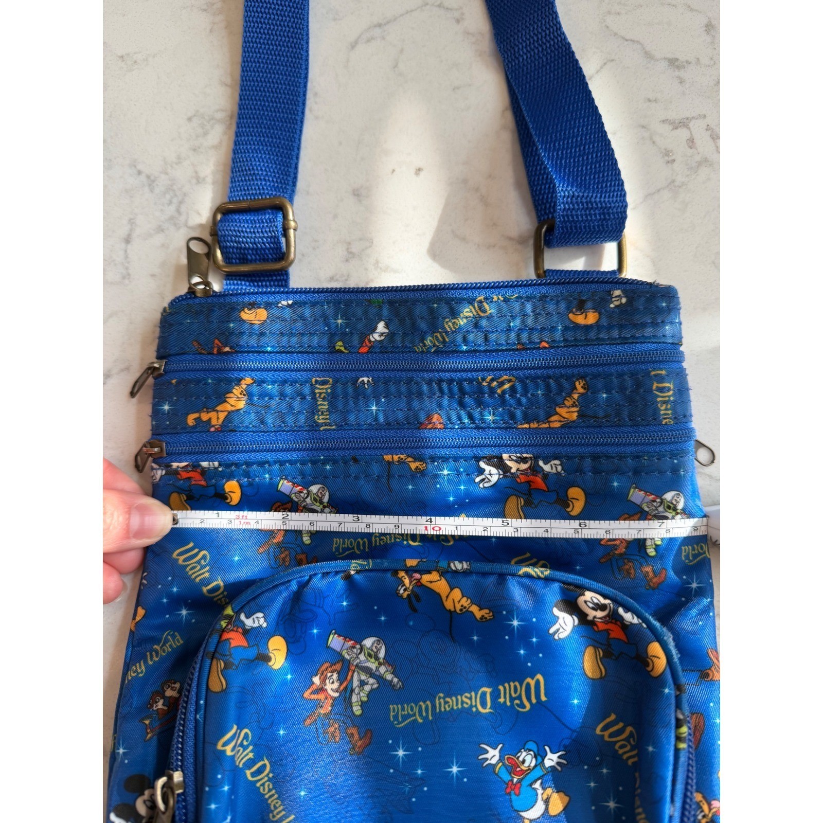Disney Parks Walt Disney World Blue Character Print Crossbody Bag Nylon