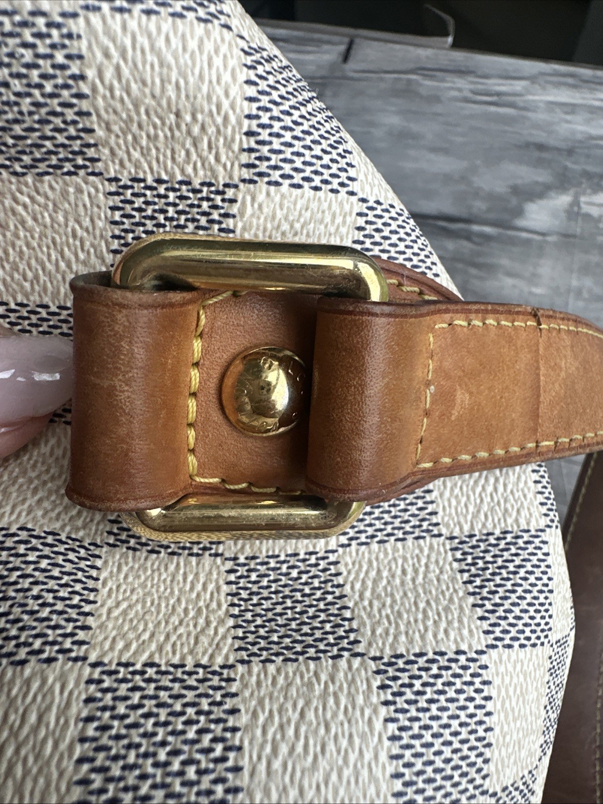 Louis Vuitton Hampstead Shoulder Bag MM Beige/Gray Canvas