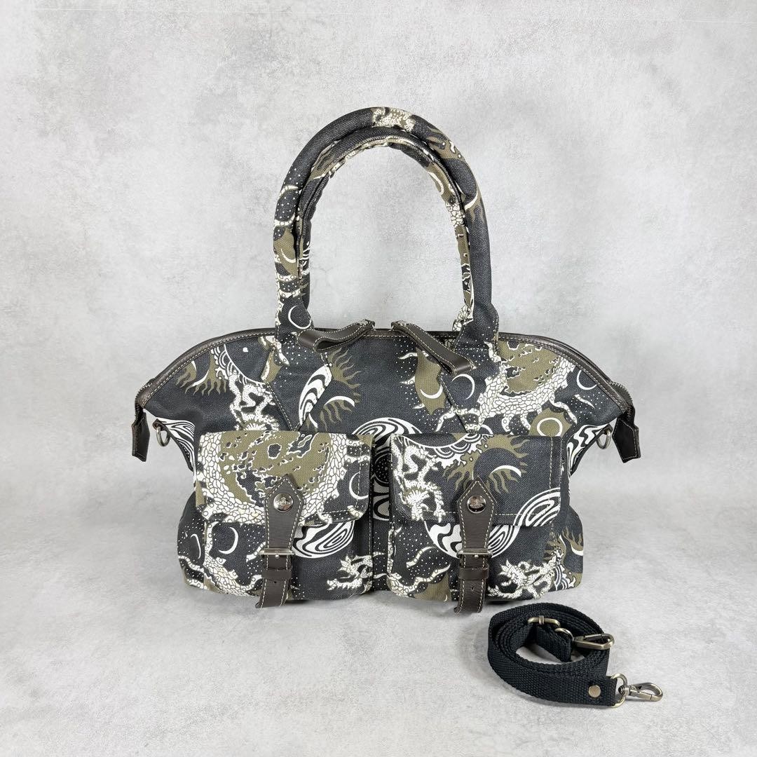 Vivienne Westwood PVC Canvas Tote Bag Navy Black Khaki White Shoulder Authentic