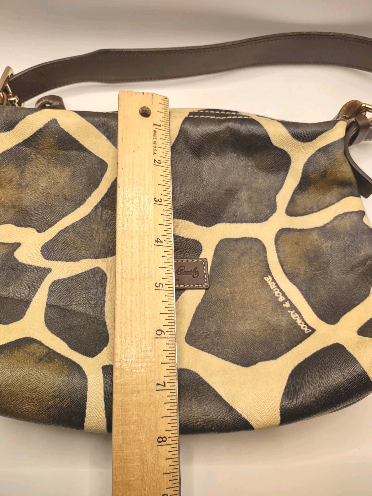 Dooney & Bourke vintage brown giraffe print shoulder bag purse w/ red interior