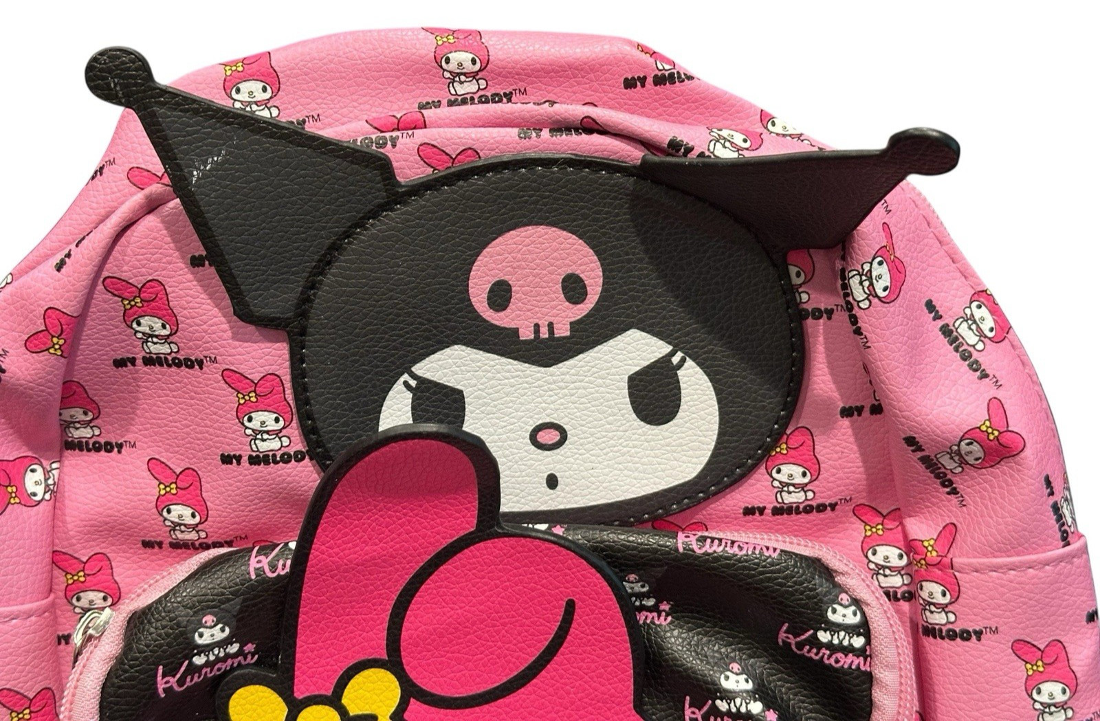 My Melody and Kuromi 12″ Faux Leather Pink Mini Backpack