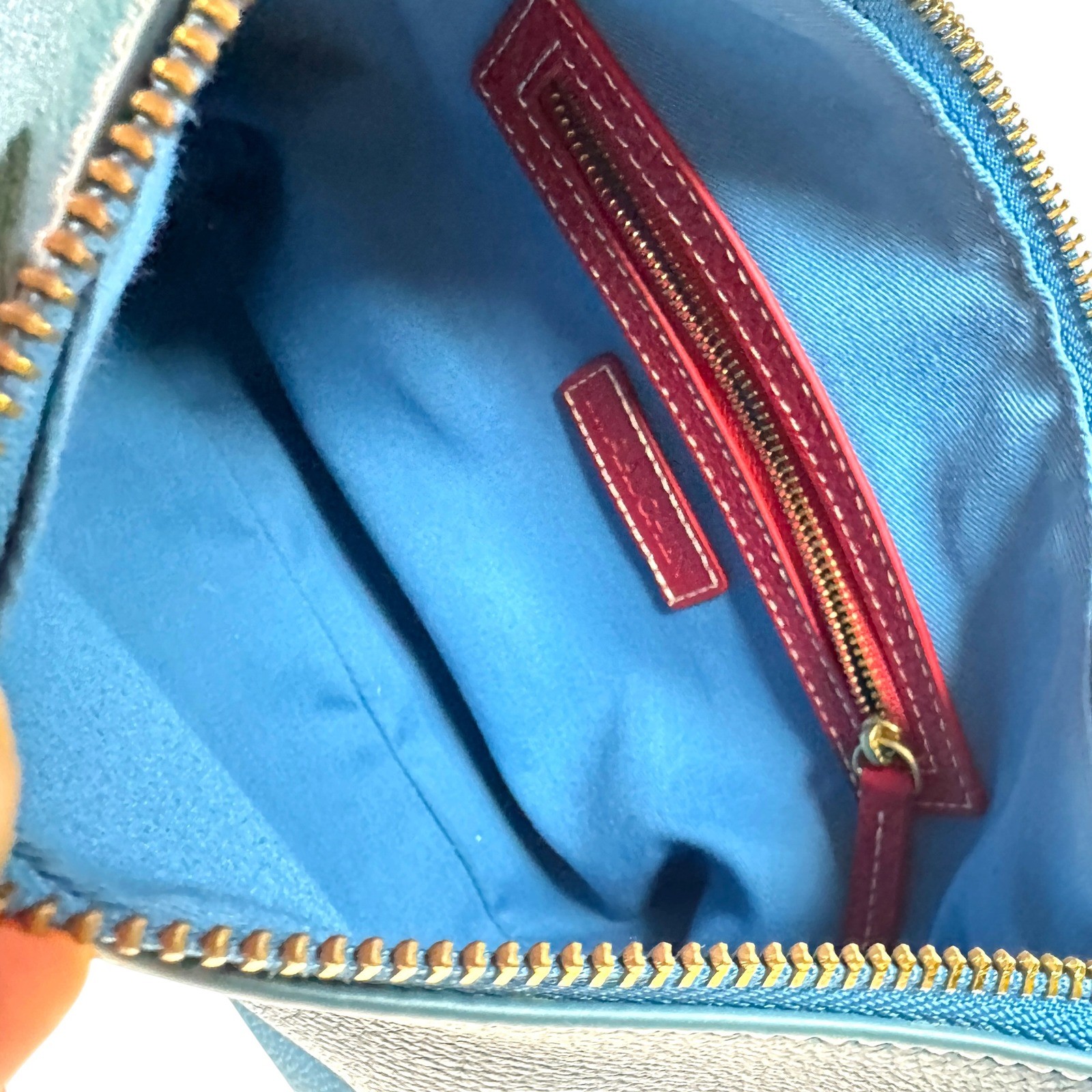J McLaughlin Shoulder Bag Folly Pebbled Leather Bamboo Handle Blue Small Hobo