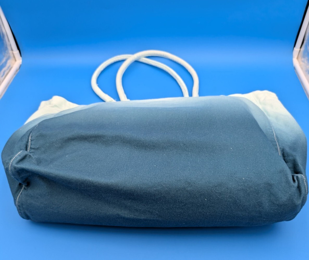 Athleta Large Canvas Tote Gym Beach Shopping Open Bag Blue Ombre