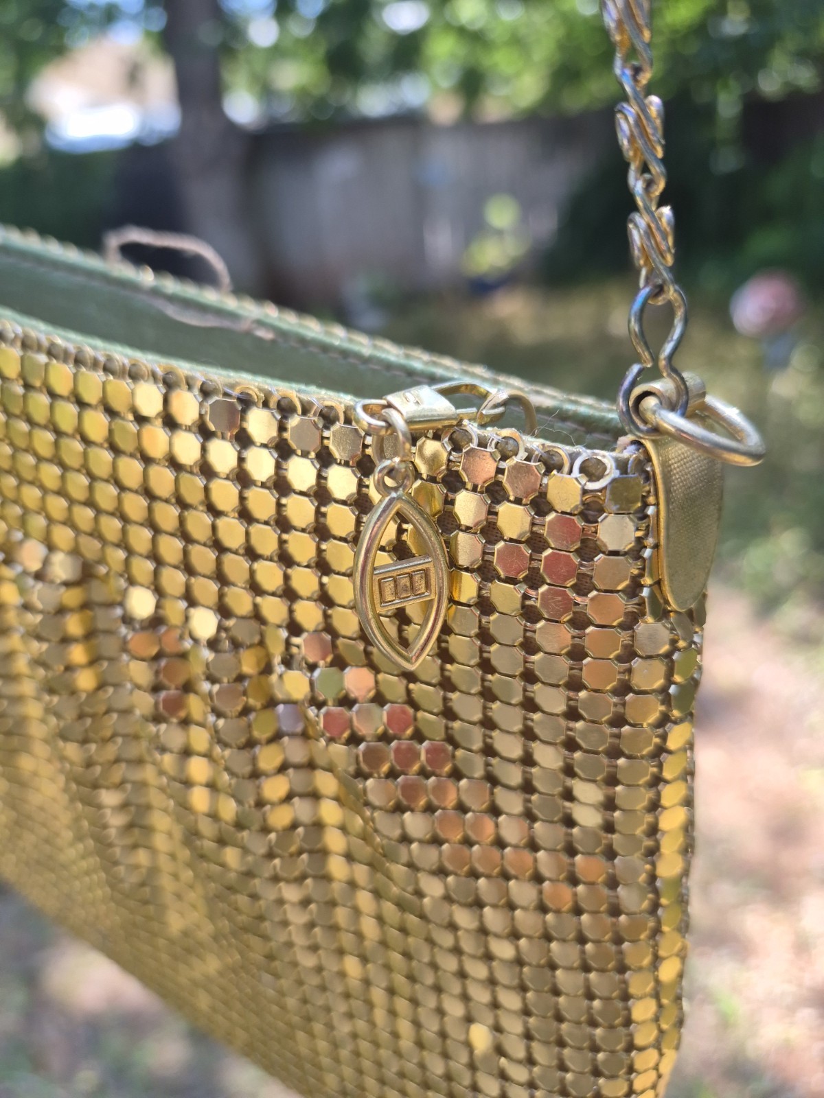 Vintage Marlo Gold Metal Mesh Shoulder Bag Evening Purse Chain Strap