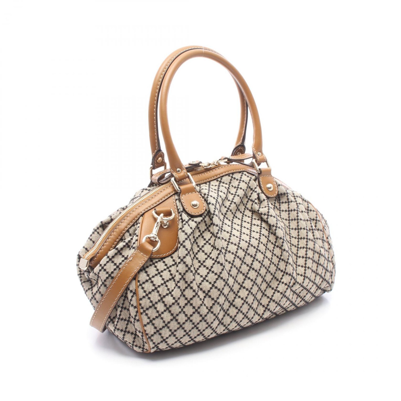 GUCCI Sukey shoulder Handbag 223974 canvas leather Beige Navy camel Used Women