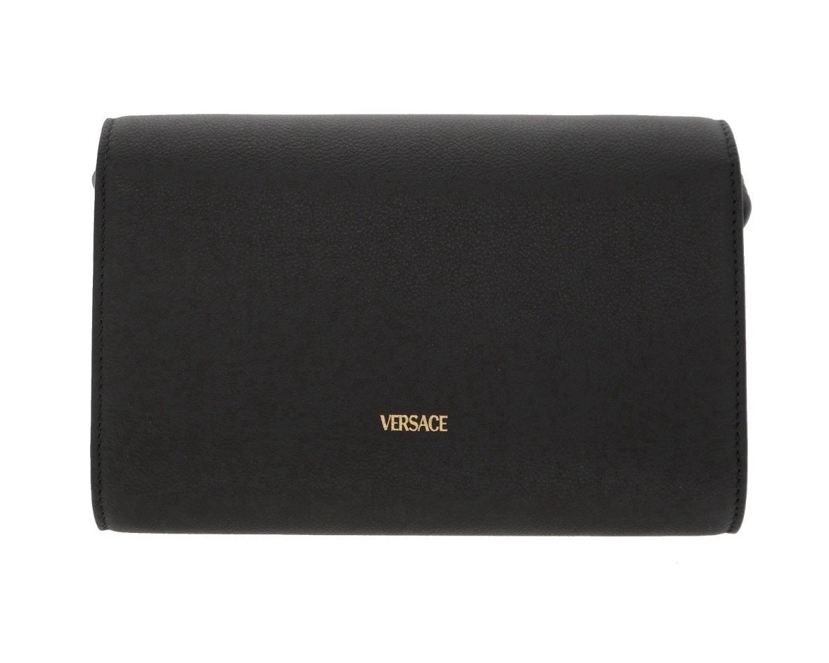 Versace Mini Bag Vitello Convertible Clutch Black $1500 Retail
